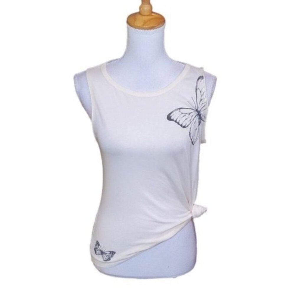 Hello Nite Butterfly Printed Tank Top In Whisper Peach Size Small